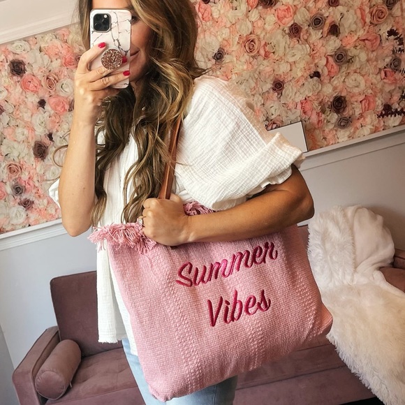 Pink Summer Vibes Tote Bag - Picture 1 of 5